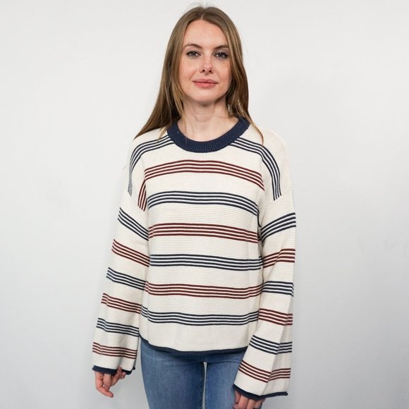 Marine Layer Sweaters - MARINE LAYER Frankie Striped Cotton Knit Sweater
